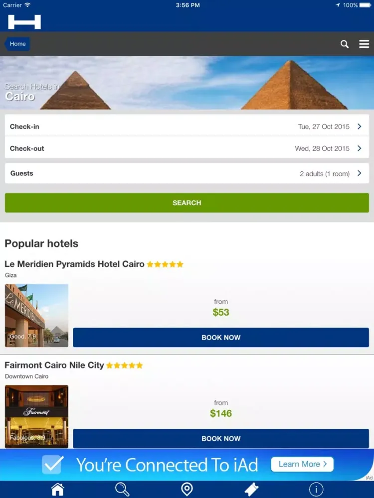 Tangkapan skrin Cairo Hotels + Compare and Booking Hotel for Tonight with map and travel tour iPad 