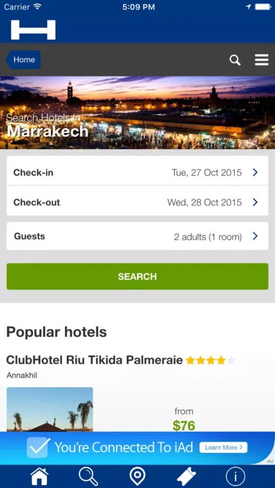 Tangkapan layar Marrakech Hotels + Compare and Booking Hotel for Tonight with map and travel tour