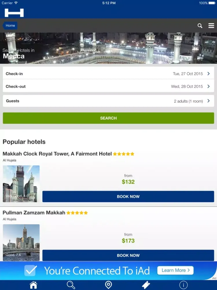 Capturas de tela do Mecca Hotels + Compare and Booking Hotel for Tonight with map and travel tour iPad 