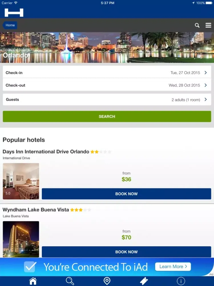 Orlando Hotels + Compare and Booking Hotel for Tonight with map and travel tour iPad  스크린샷