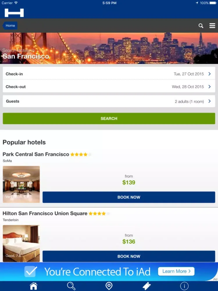 San Francisco Hotels + Compare and Booking Hotel for Tonight with map and travel tour iPad  Screenshots