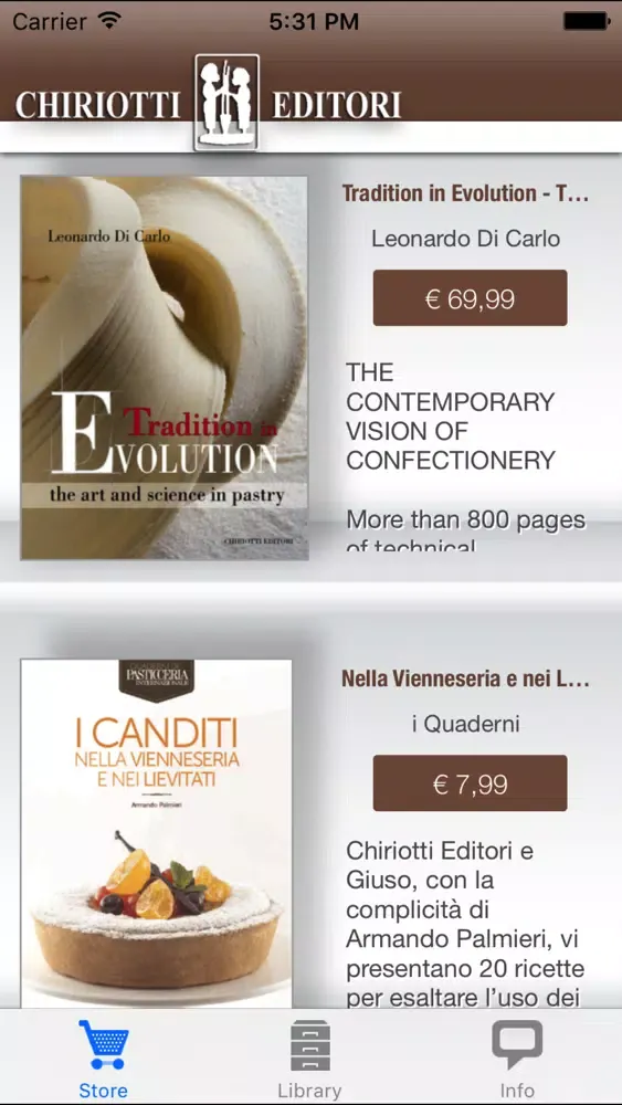 Capturas de tela do Chiriotti Editori