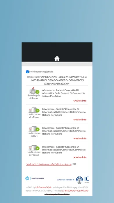 ภาพหน้าจอของ registroimprese.it