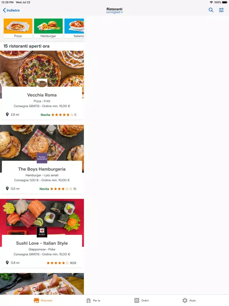 Just Eat ITA Cibo a Domicilio iPad 应用截图