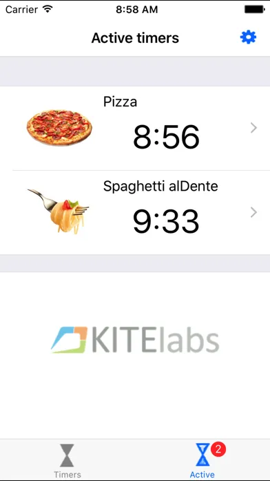 Capturas de tela do alDente (cooking timer)