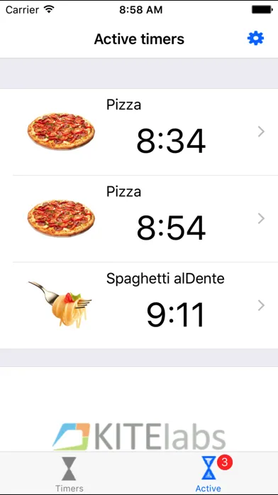 Capturas de tela do alDente (cooking timer)