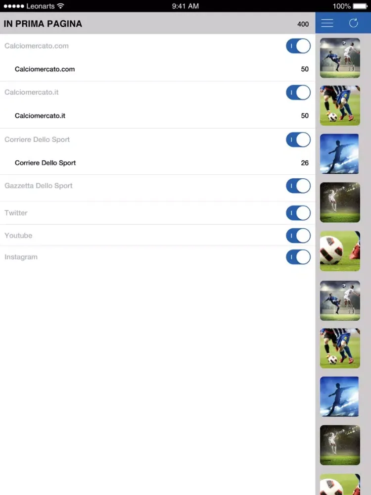 Capturas de tela do SportFlash Atalanta iPad 