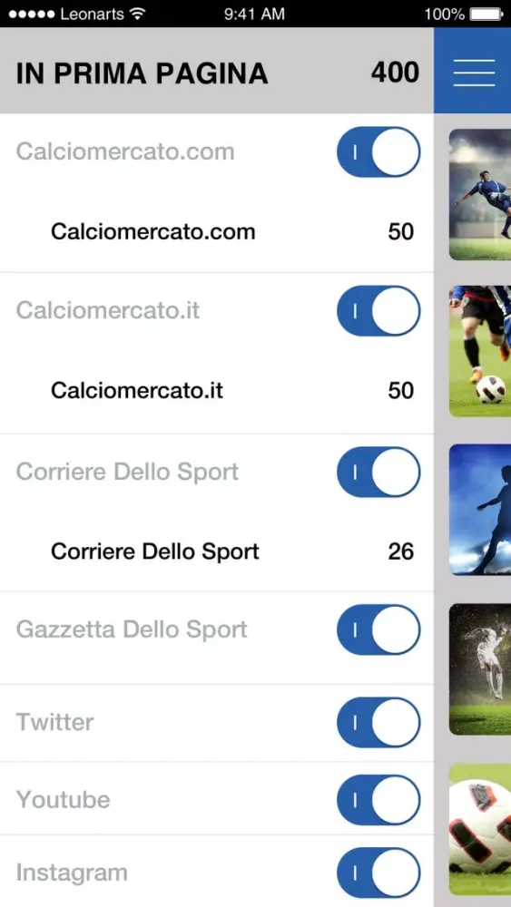 Capturas de tela do SportFlash Atalanta