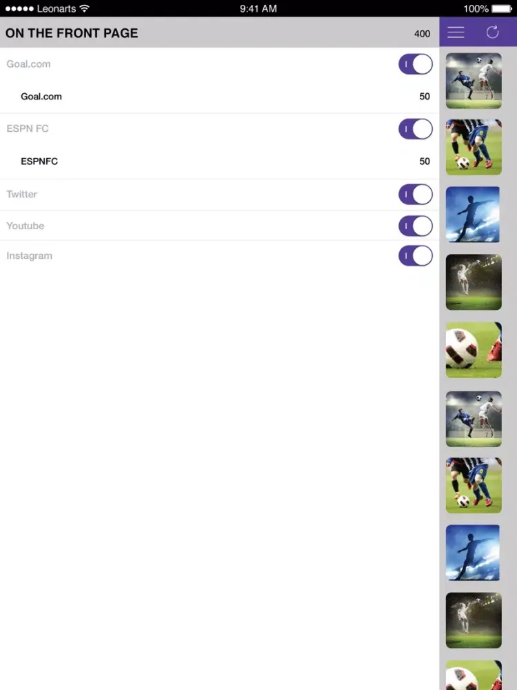 Tangkapan layar SportFlash Real Madrid iPad 