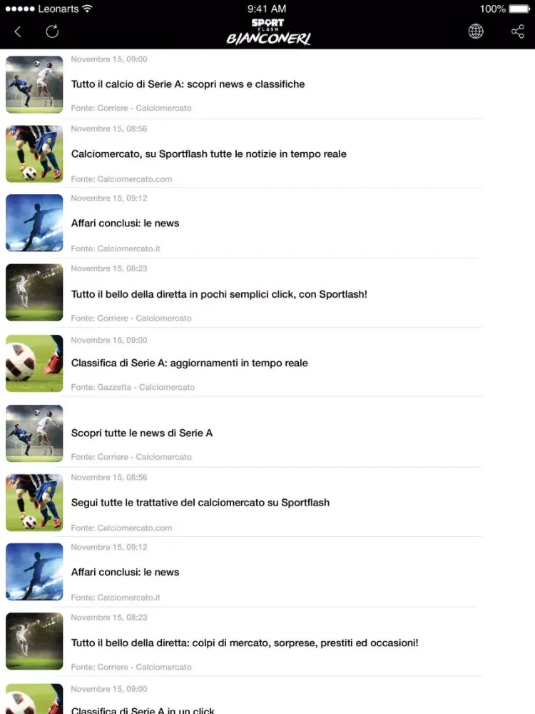 Capturas de pantalla de SportFlash Bianconeri iPad 
