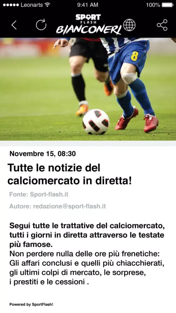 Capturas de pantalla de SportFlash Bianconeri