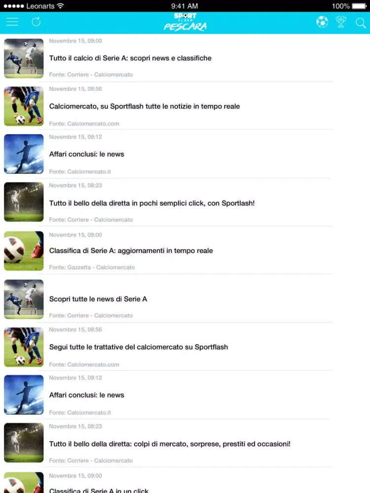 SportFlash Pescara iPad  스크린샷