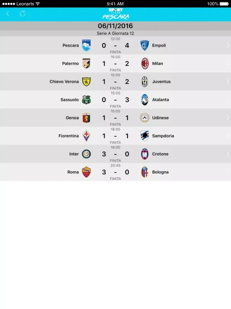 SportFlash Pescara iPad  스크린샷