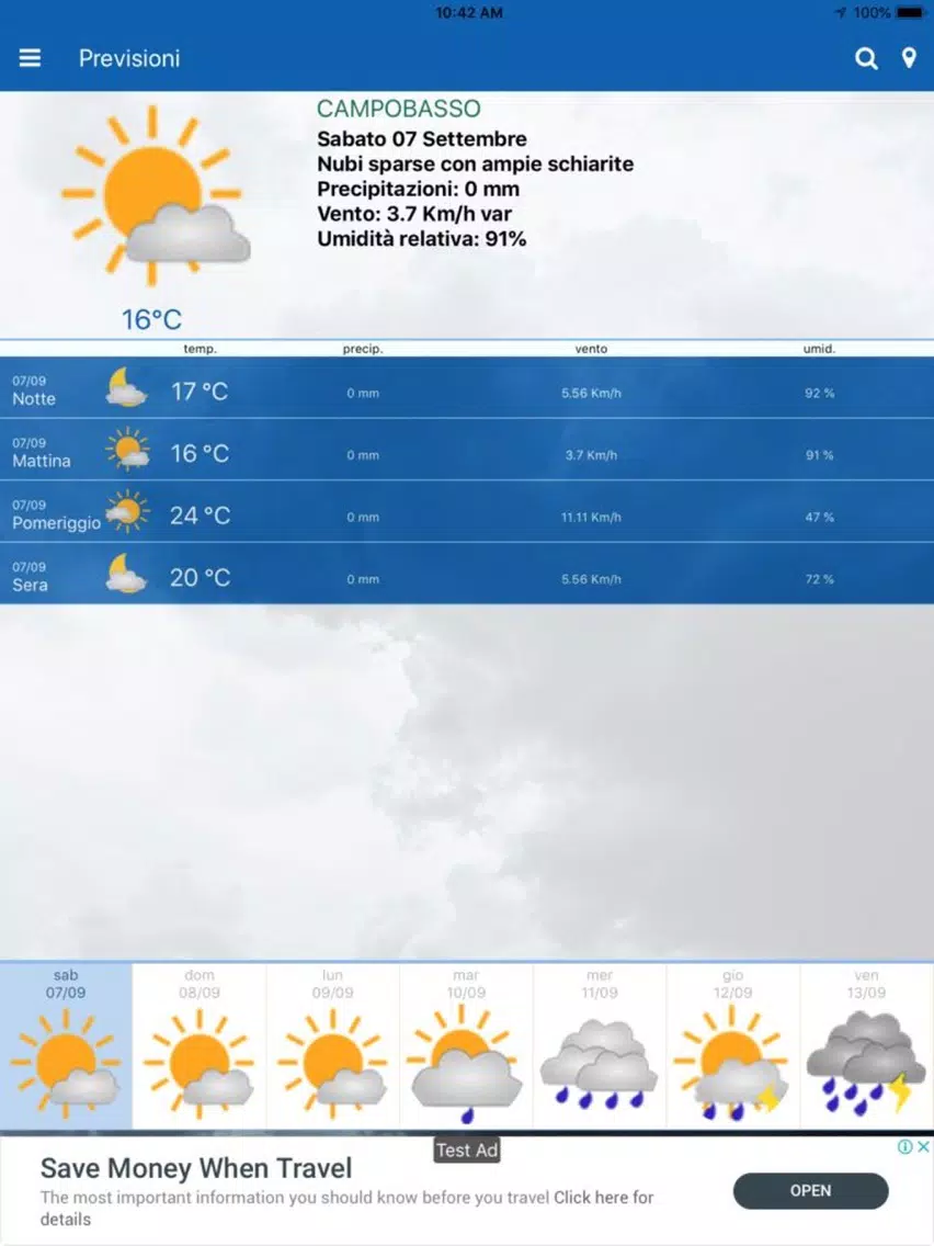 Tangkapan skrin Meteo in Molise iPad 