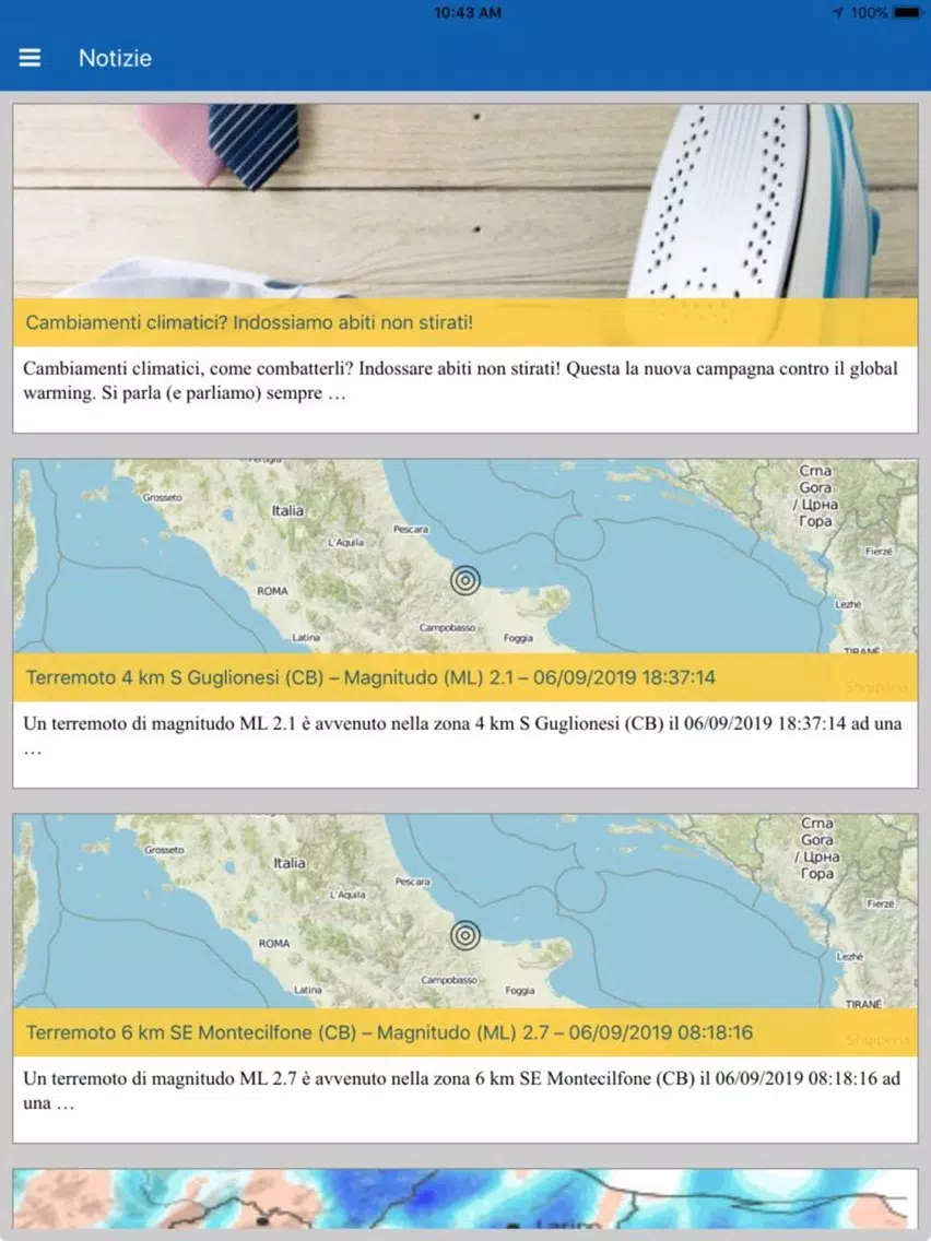 Tangkapan skrin Meteo in Molise iPad 