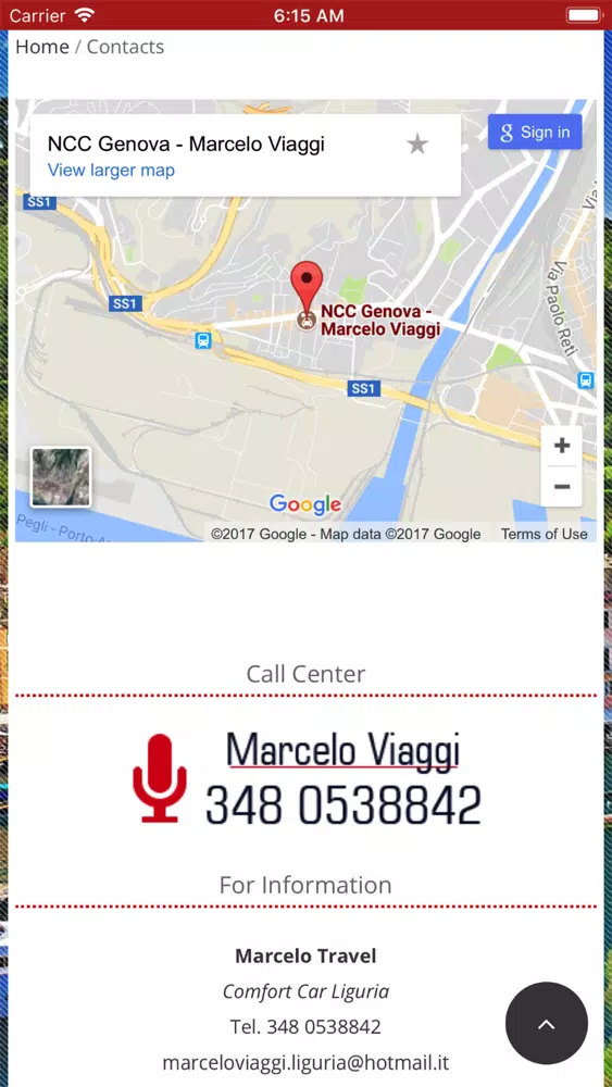 Tangkapan skrin Marcelo Viaggi Taxi Privato Ge