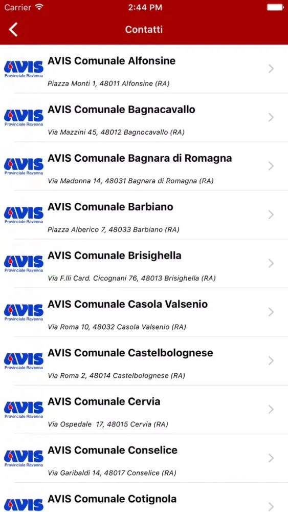 Capturas de tela do Avis Provinciale Ravenna