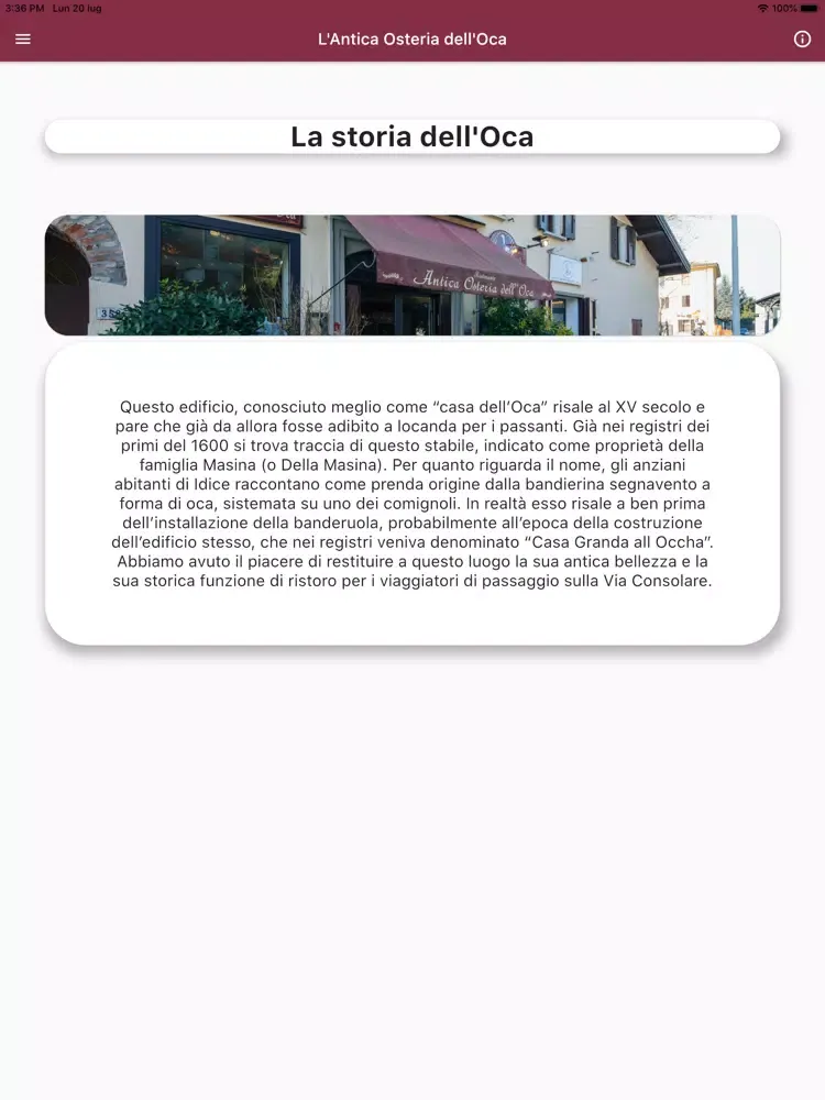Antica Osteria dell'Oca iPad 應用截圖