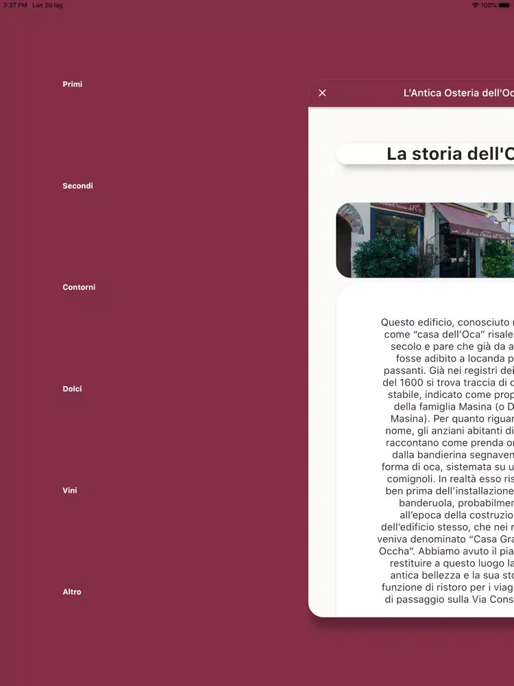 Antica Osteria dell'Oca iPad 應用截圖