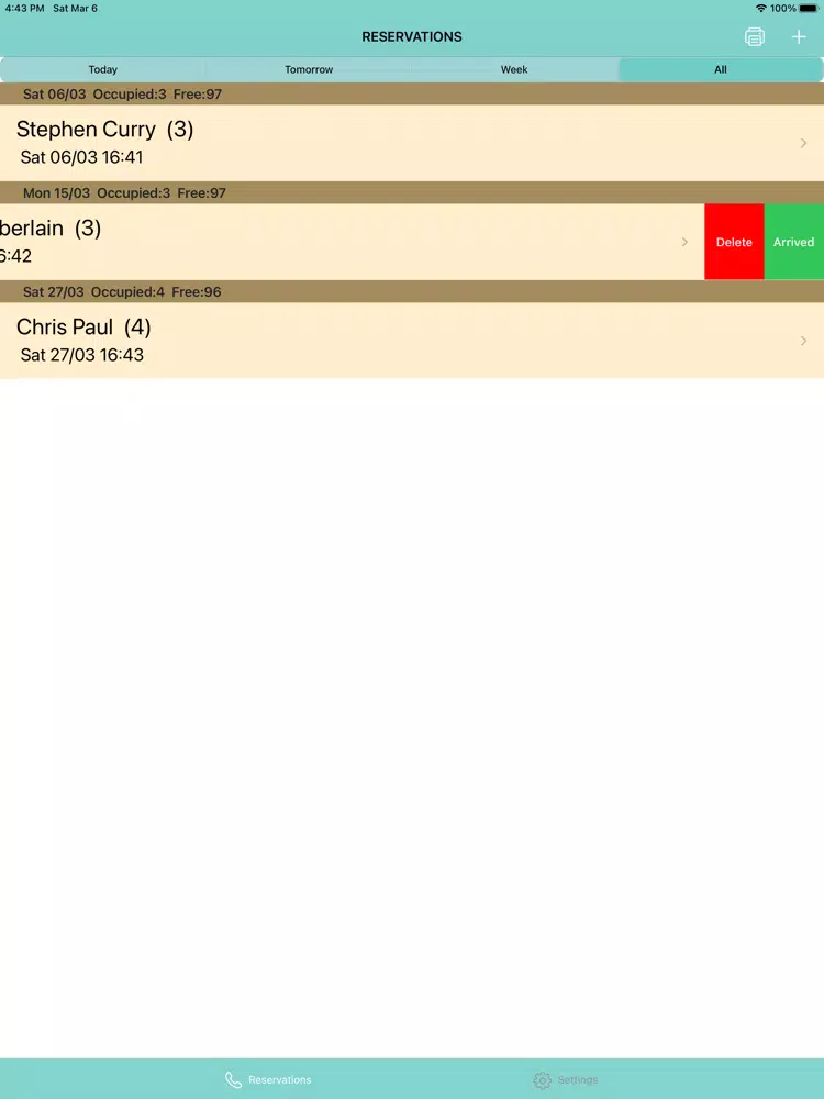 Reservation App iPad 应用截图