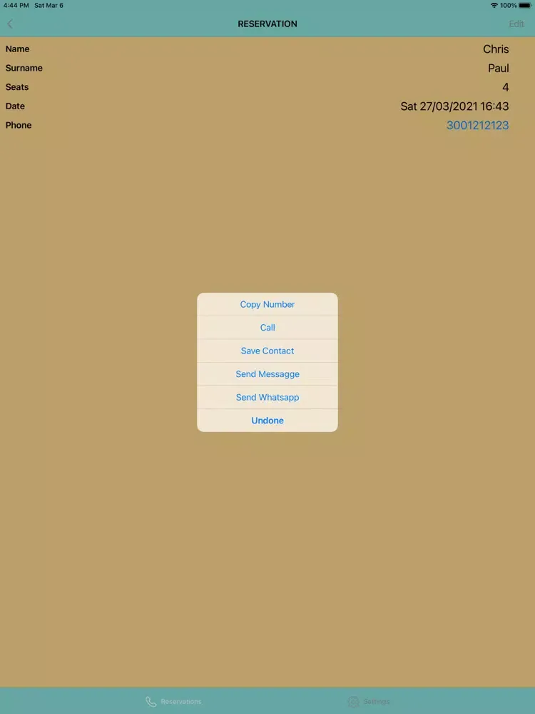 Screenshot di Reservation App iPad 