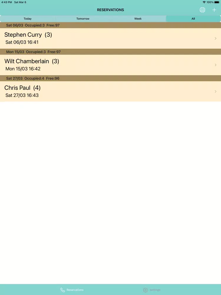 Reservation App iPad 应用截图
