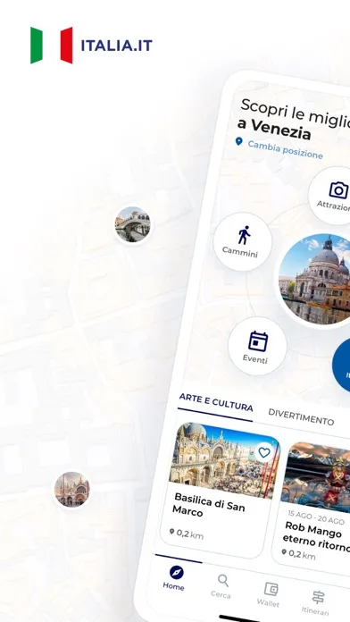 Capturas de tela do Italia.it -Travelling in Italy