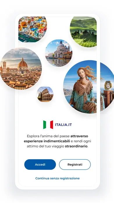 Capturas de tela do Italia.it -Travelling in Italy