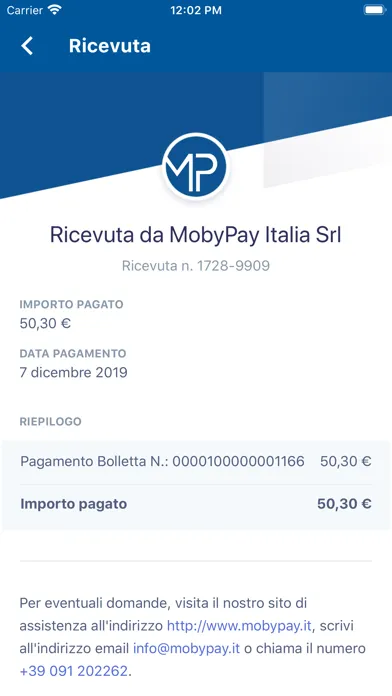 Capturas de tela do MobyPay eBilling