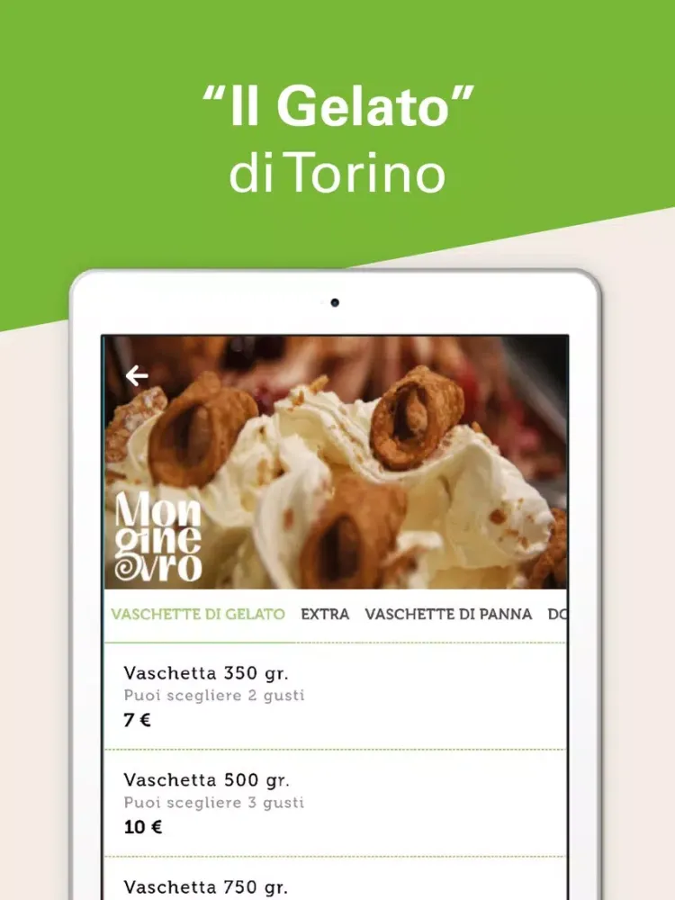Tangkapan skrin Monginevro Gelateria iPad 