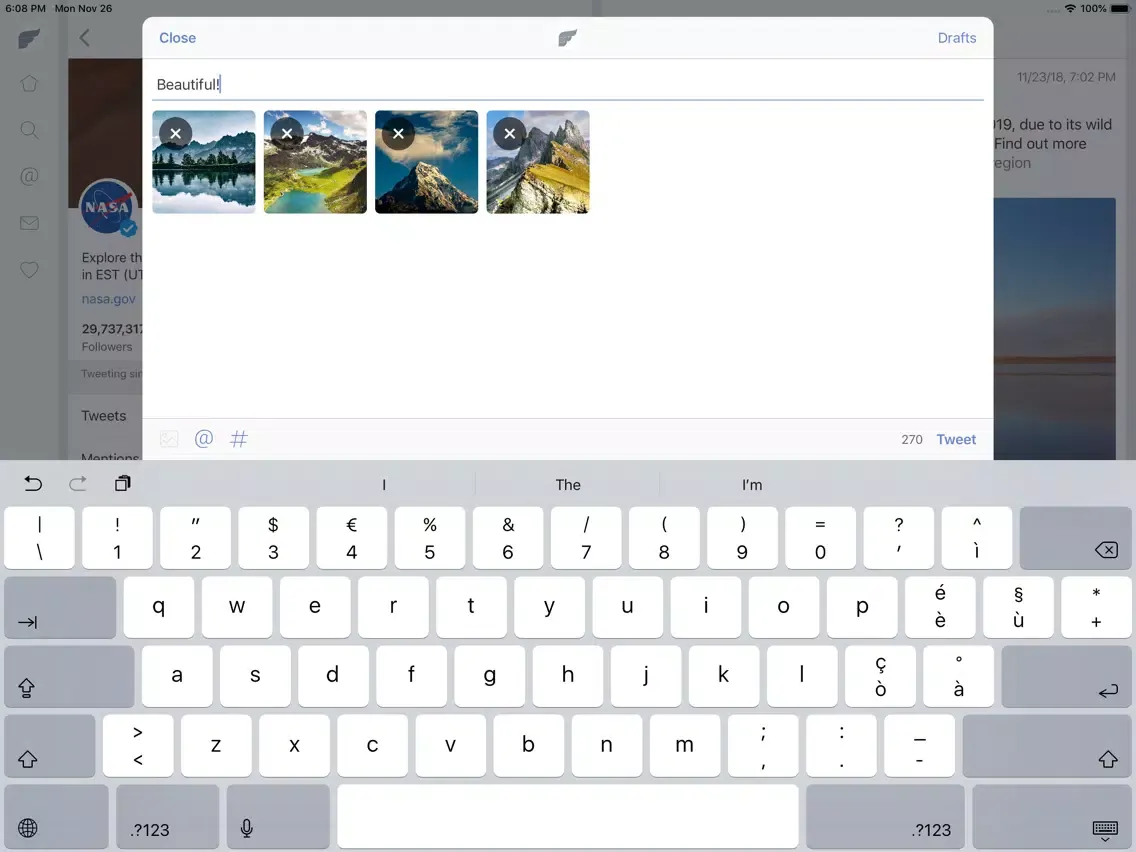 Ảnh chụp màn hình của Fenix for Twitter iPad 