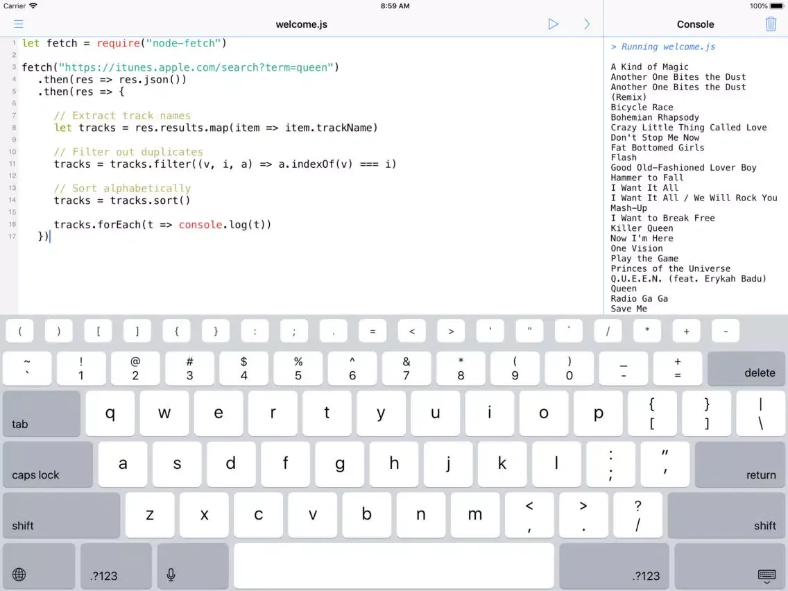 Tangkapan layar Rescript iPad 