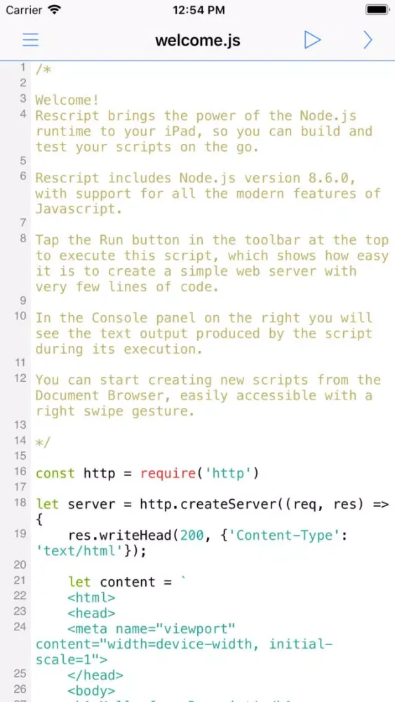 Tangkapan layar Rescript