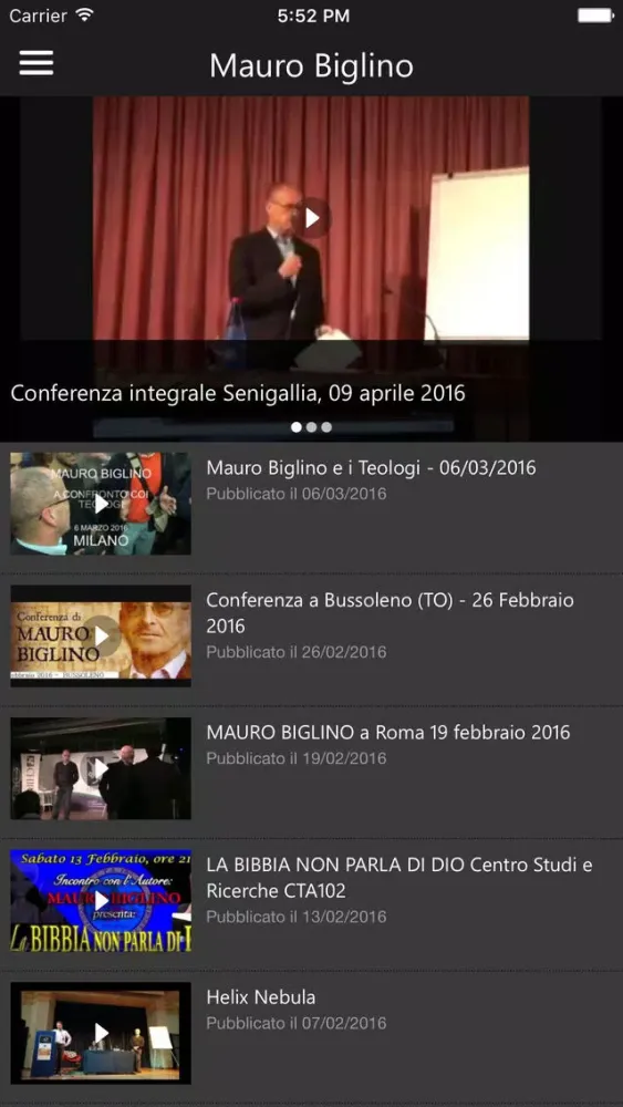 Ảnh chụp màn hình của Mauro Biglino Official App
