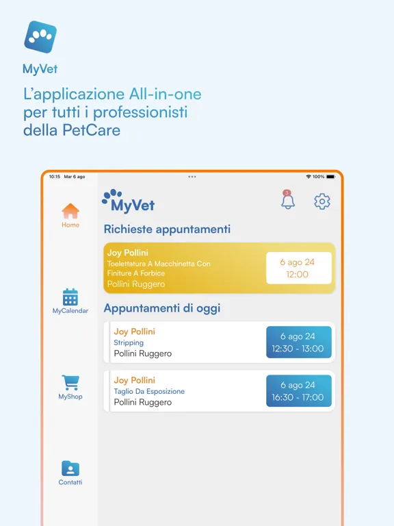 Ảnh chụp màn hình của MyVet Business iPad 