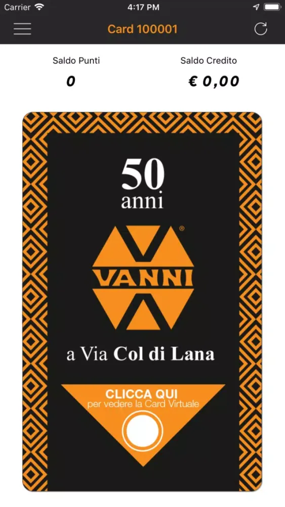Tangkapan layar VANNI Card