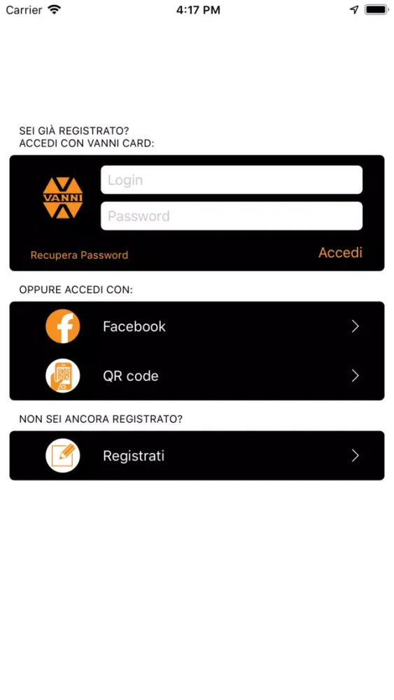 Tangkapan layar VANNI Card