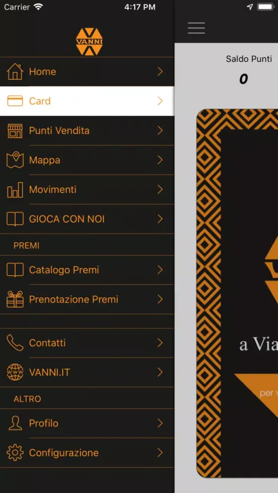 Tangkapan layar VANNI Card
