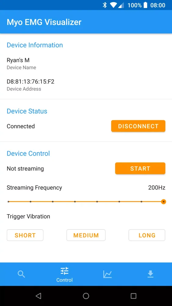 Myo EMG Visualizer Screenshots