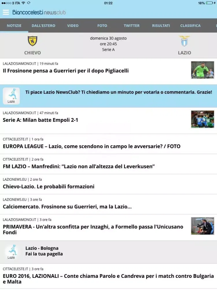 Capturas de pantalla de Biancocelesti NewsClub iPad 