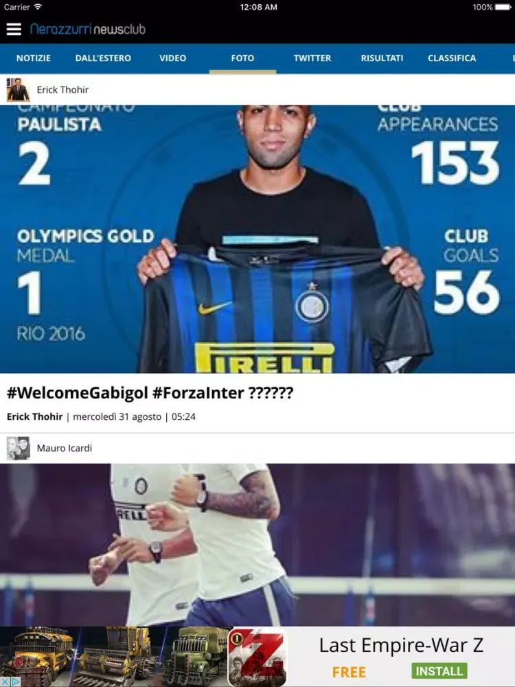 Capturas de tela do Nerazzurri NewsClub iPad 