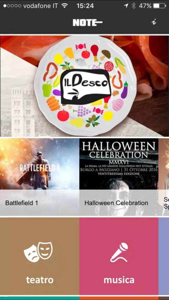 Note Eventi Screenshots
