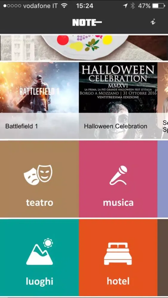 Note Eventi Screenshots