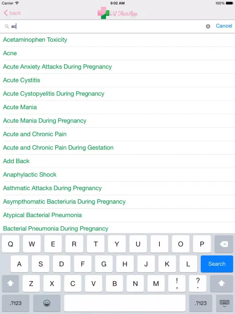 OGTherApp - Obstetrics & Gynecology Medical Therapy iPad  Screenshots