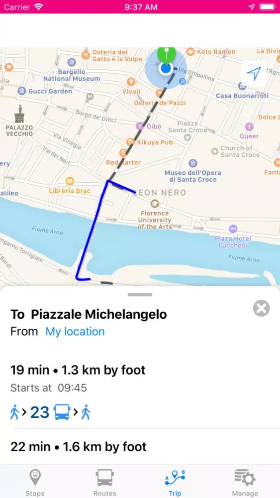 Tangkapan skrin Bus Firenze
