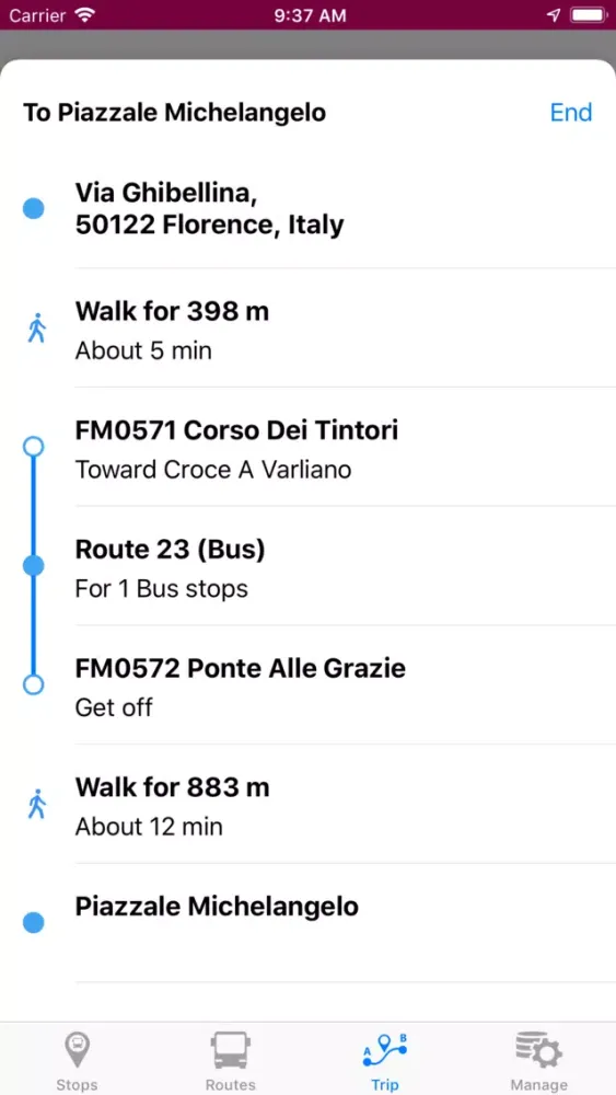 Tangkapan skrin Bus Firenze