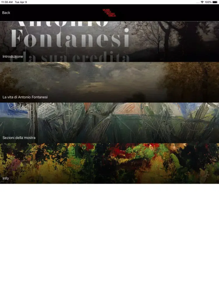 Tangkapan layar Antonio Fontanesi iPad 