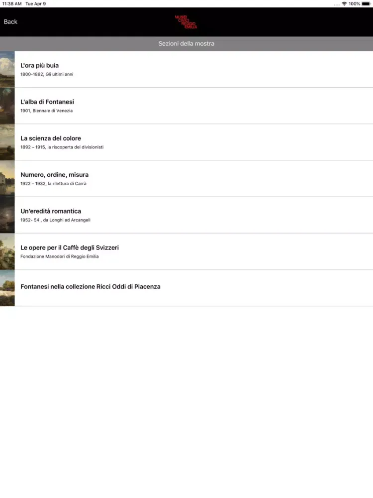 Tangkapan layar Antonio Fontanesi iPad 