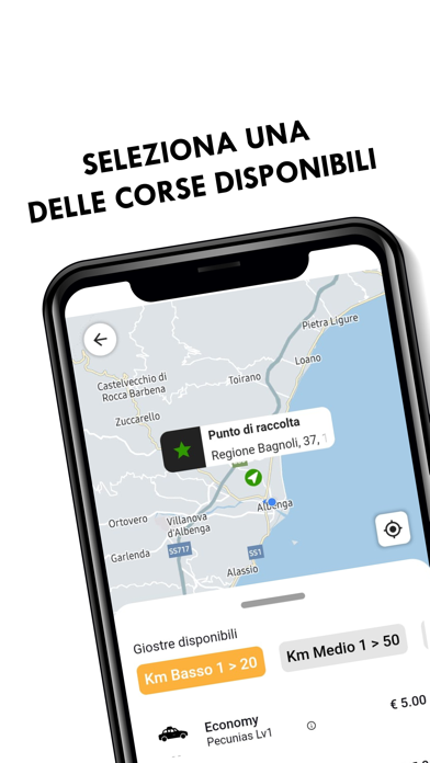 Tangkapan skrin Pecunias - Richiedi una corsa