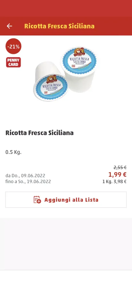 Ảnh chụp màn hình của PENNY Italia